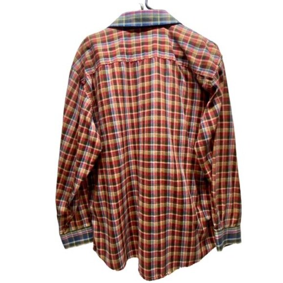 International Report Button Up Shirt Men's XL Red Blue Multicolor Plaid (Read) - Picture 2 of 11